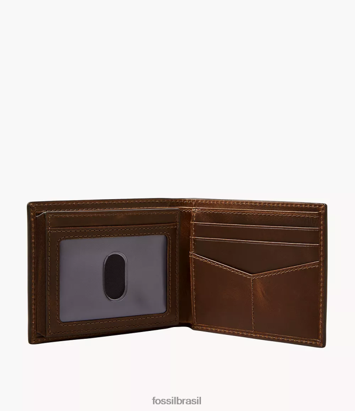 Fossil acessório homens conjunto de presente derrick bifold com flip id e cinto marrom 66RZLJ2027