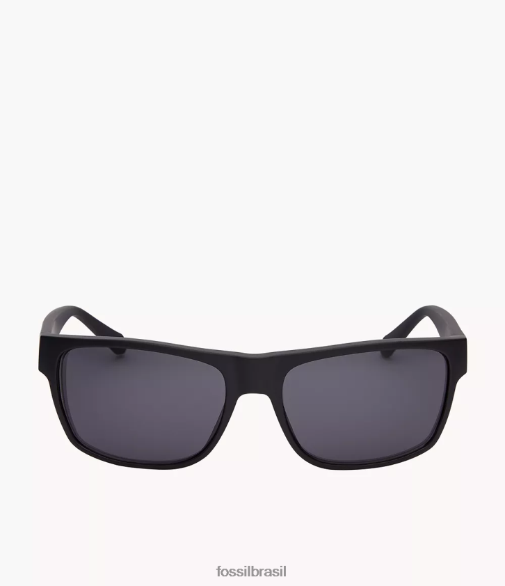 Fossil acessório homens óculos de sol retangulares burke preto 66RZLJ2057