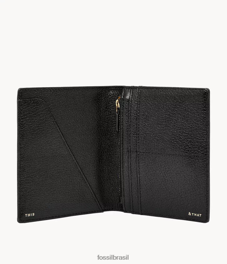 Fossil acessório mulheres caso de passaporte RFID de viagem preto 66RZLJ1981