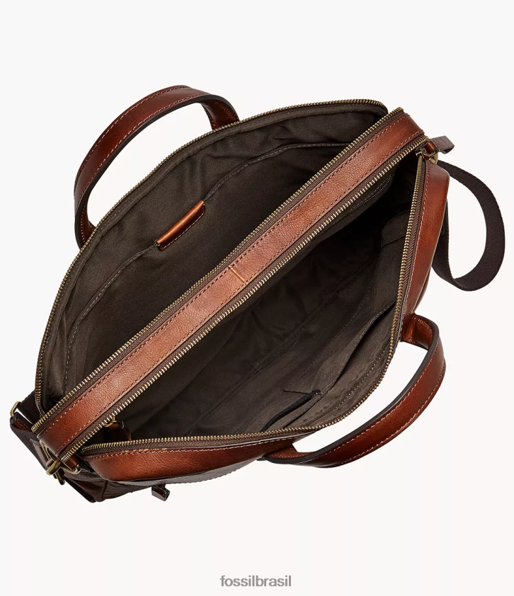 Fossil bolsa homens bolsa de trabalho com zíper duplo haskell ouro 66RZLJ1613