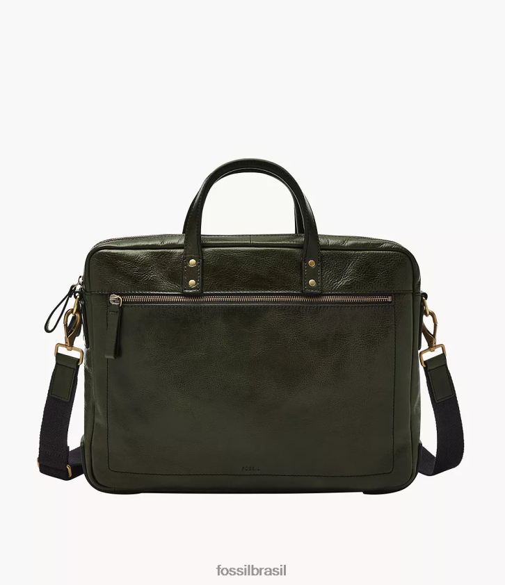 Fossil bolsa homens bolsa de trabalho com zíper duplo haskell verde 66RZLJ1621