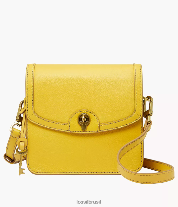 Fossil bolsa mulheres ainsley crossbody com aba pequena amarelo 66RZLJ514