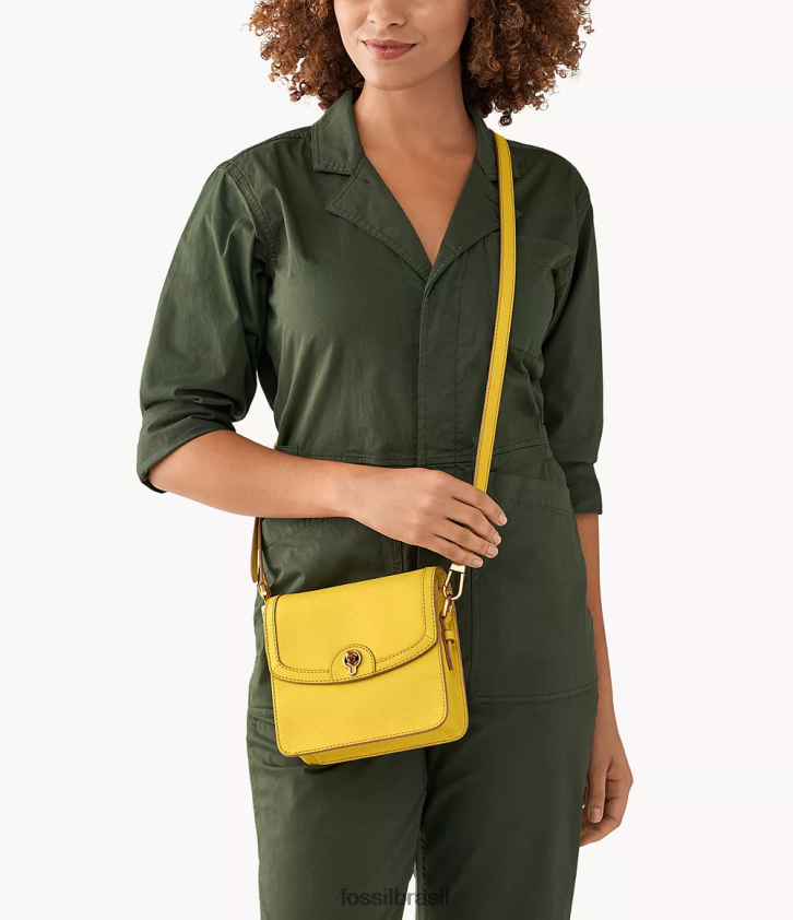 Fossil bolsa mulheres ainsley crossbody com aba pequena amarelo 66RZLJ514