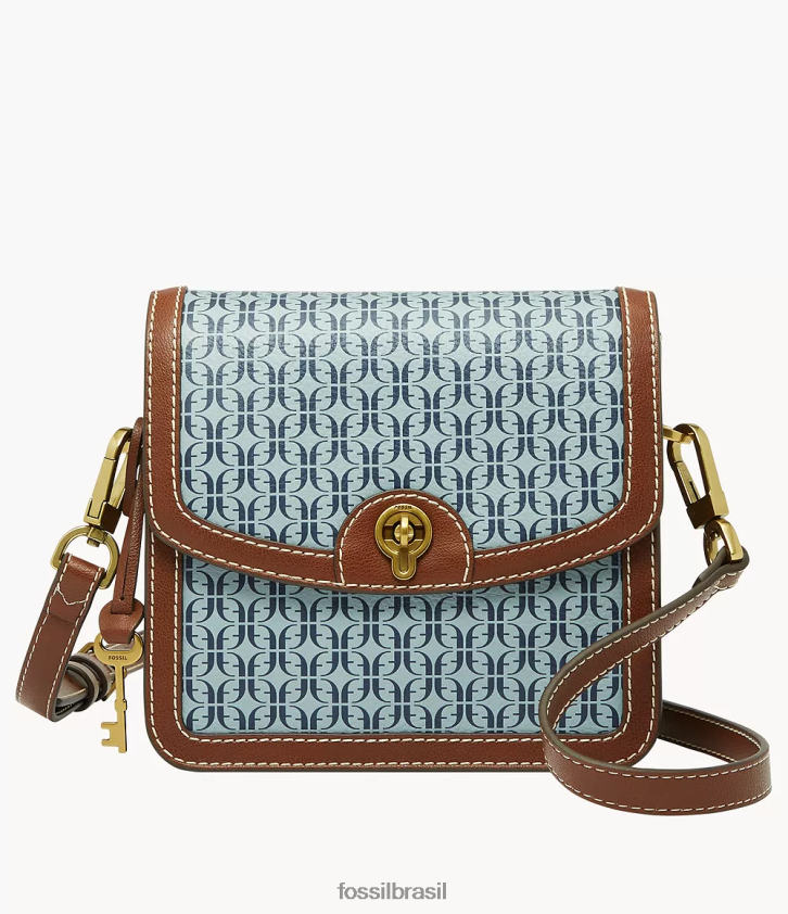 Fossil bolsa mulheres ainsley crossbody com aba pequena azul 66RZLJ580