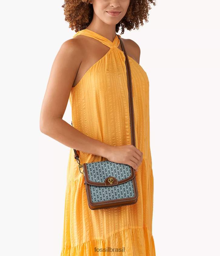 Fossil bolsa mulheres ainsley crossbody com aba pequena azul 66RZLJ580
