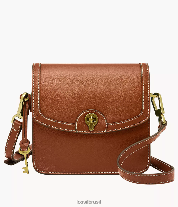Fossil bolsa mulheres ainsley crossbody com aba pequena marrom 66RZLJ438