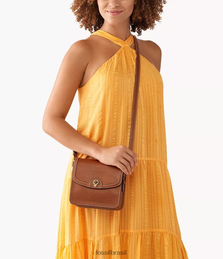 Fossil bolsa mulheres ainsley crossbody com aba pequena marrom 66RZLJ438