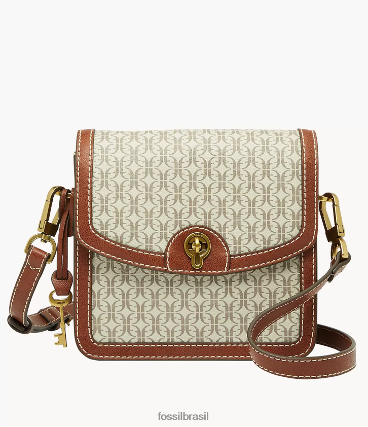 Fossil bolsa mulheres ainsley crossbody com aba pequena marrom claro 66RZLJ707