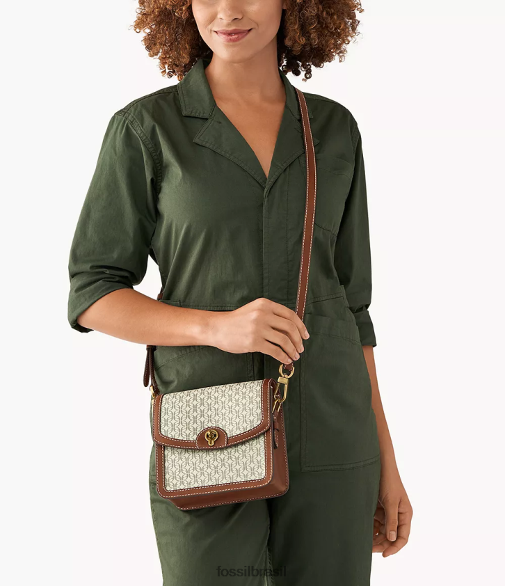 Fossil bolsa mulheres ainsley crossbody com aba pequena marrom claro 66RZLJ707