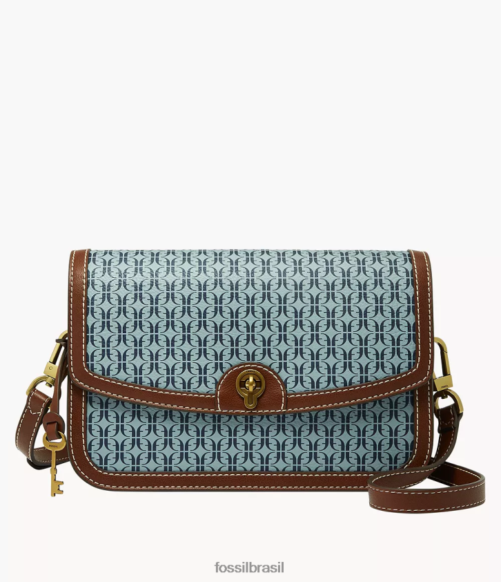 Fossil bolsa mulheres bolsa crossbody com aba ainsley azul 66RZLJ634