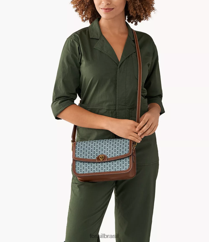 Fossil bolsa mulheres bolsa crossbody com aba ainsley azul 66RZLJ634