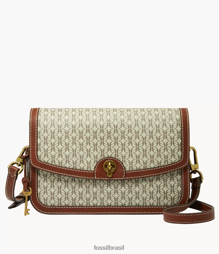 Fossil bolsa mulheres bolsa crossbody com aba ainsley marrom claro 66RZLJ705