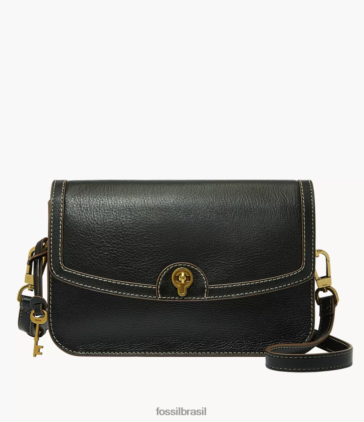 Fossil bolsa mulheres bolsa crossbody com aba ainsley preto 66RZLJ607