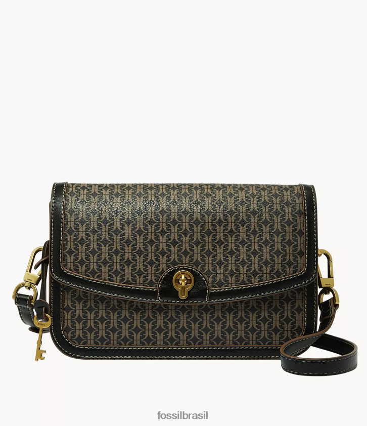 Fossil bolsa mulheres bolsa crossbody com aba ainsley preto 66RZLJ641