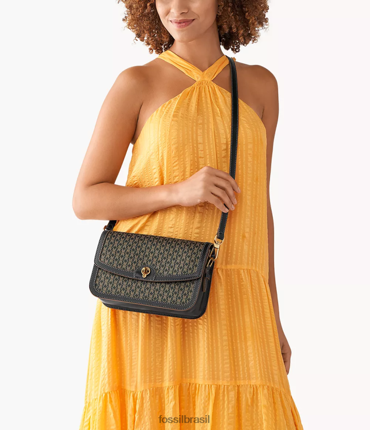 Fossil bolsa mulheres bolsa crossbody com aba ainsley preto 66RZLJ641