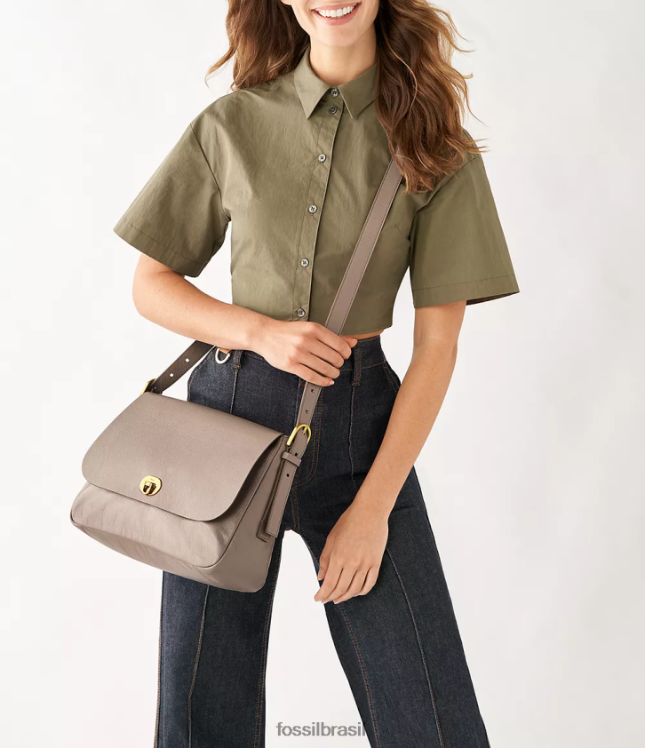 Fossil bolsa mulheres bolsa crossbody com aba grande harper cinza 66RZLJ468