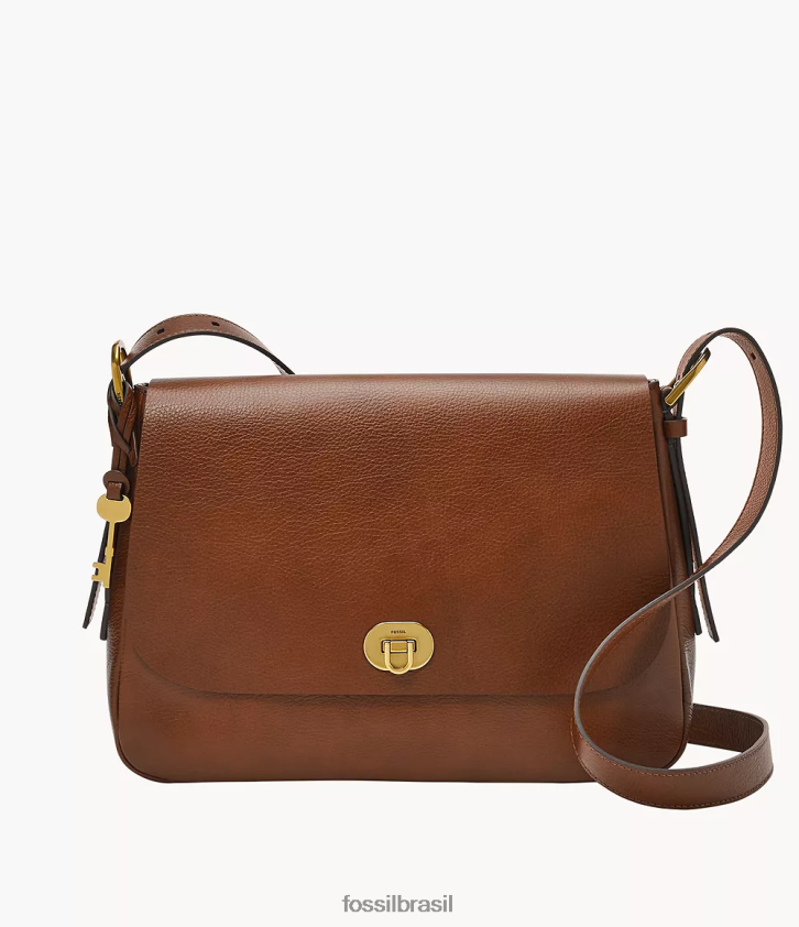 Fossil bolsa mulheres bolsa crossbody com aba grande harper marrom 66RZLJ618