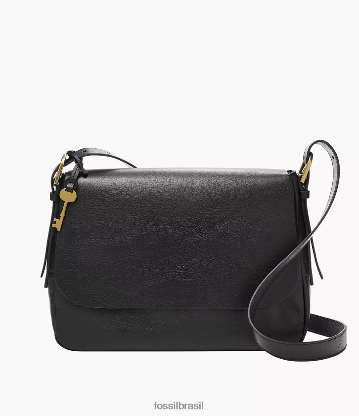 Fossil bolsa mulheres bolsa crossbody com aba grande harper preto 66RZLJ460
