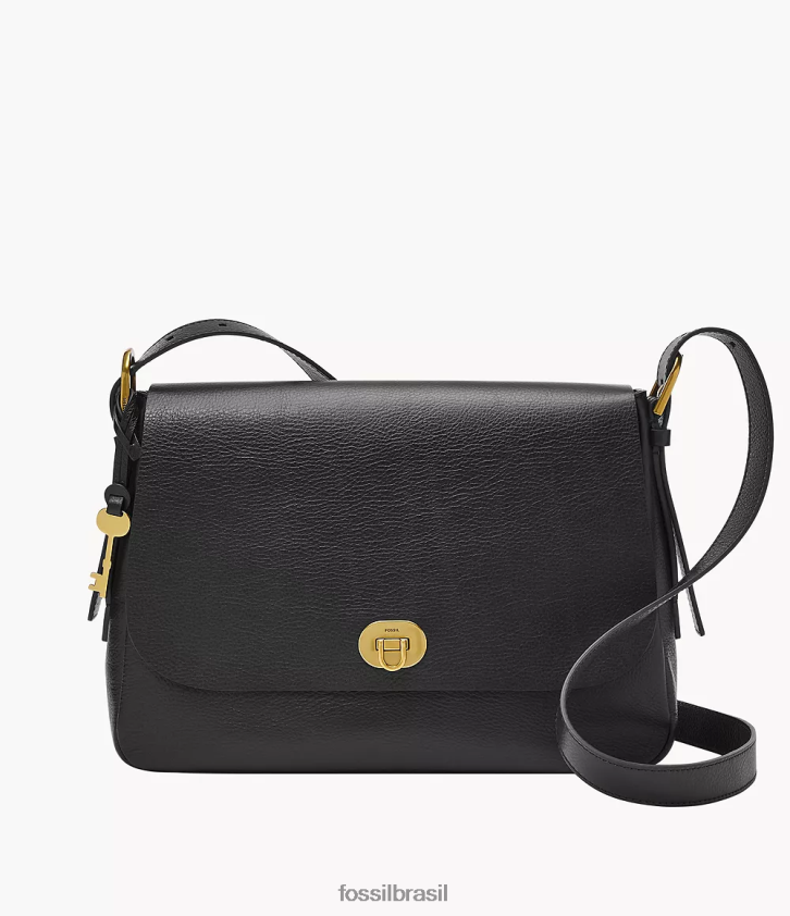 Fossil bolsa mulheres bolsa crossbody com aba grande harper preto 66RZLJ669