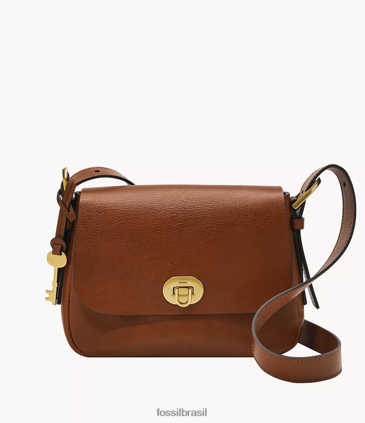 Fossil bolsa mulheres bolsa crossbody com aba pequena harper marrom 66RZLJ481