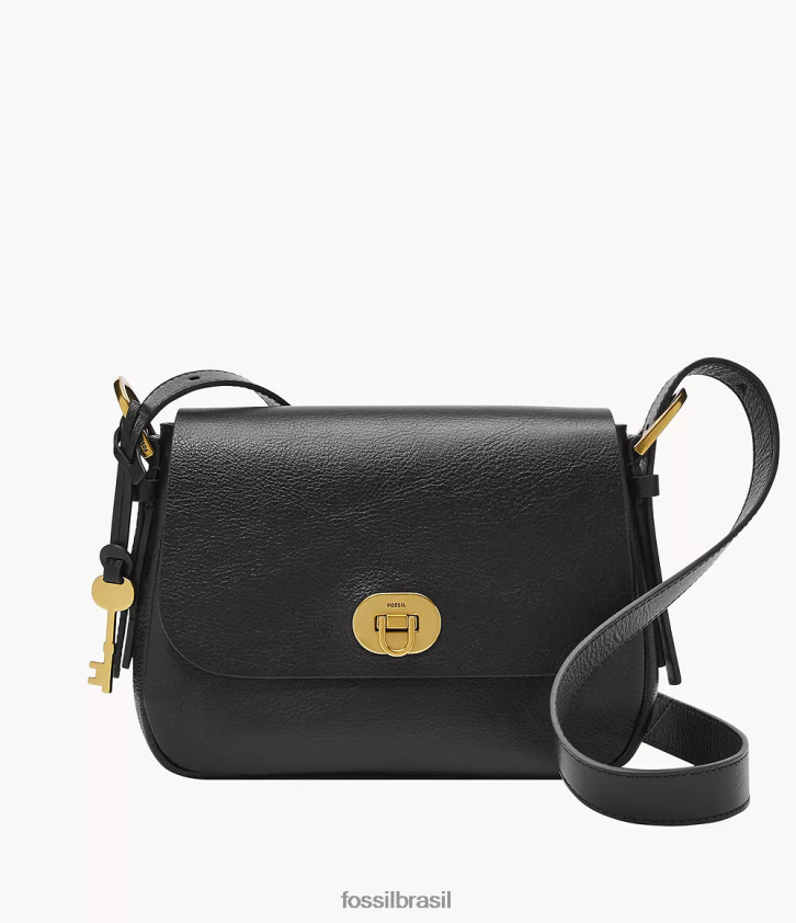 Fossil bolsa mulheres bolsa crossbody com aba pequena harper preto 66RZLJ639