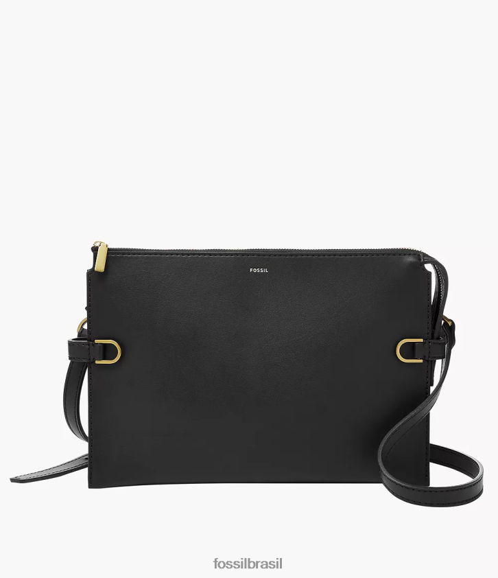 Fossil bolsa mulheres bolsa crossbody de couro kier cactus preto 66RZLJ307