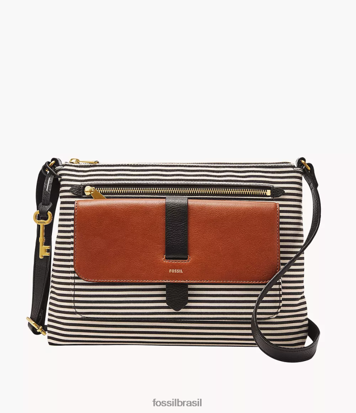 Fossil bolsa mulheres bolsa crossbody kinley preto/marrom/branco 66RZLJ406