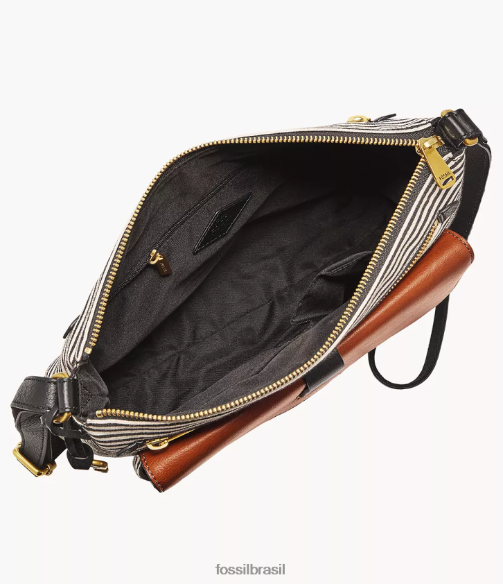 Fossil bolsa mulheres bolsa crossbody kinley preto/marrom/branco 66RZLJ406