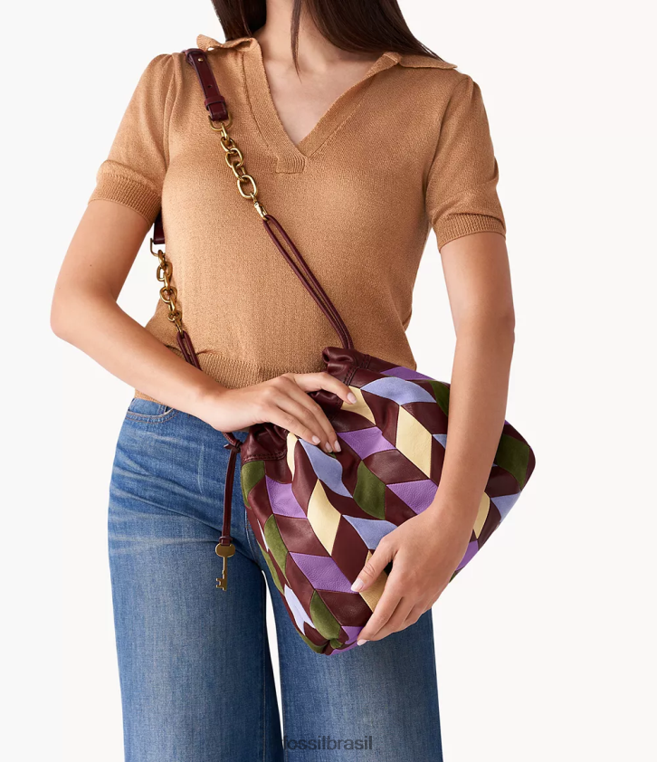 Fossil bolsa mulheres bolsa de ombro gigi com cordão Borgonha 66RZLJ446