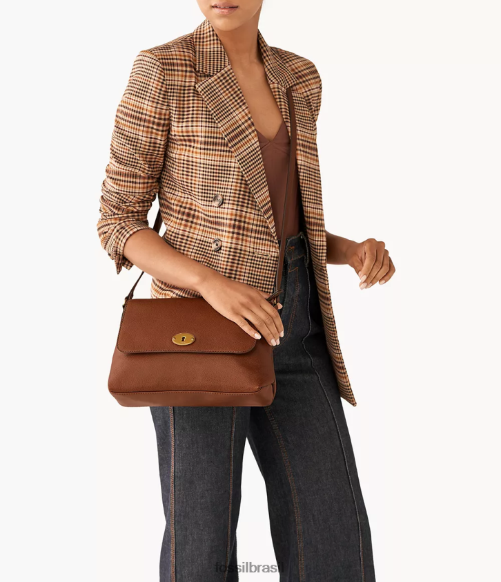 Fossil bolsa mulheres bolsa transversal com aba média gabriella marrom 66RZLJ621