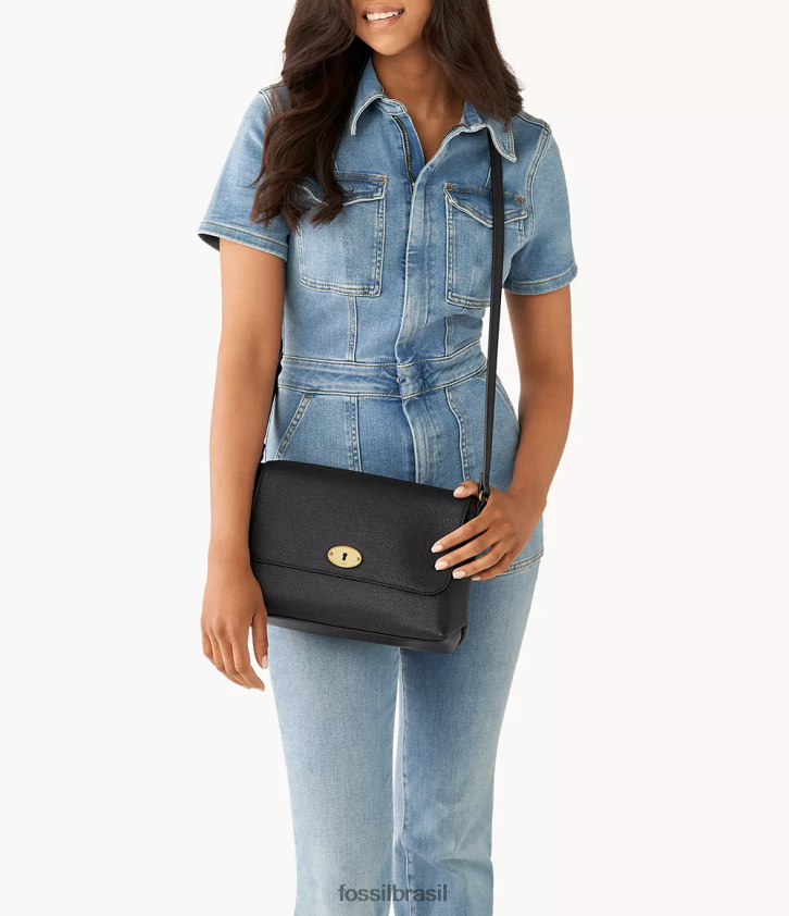 Fossil bolsa mulheres bolsa transversal com aba média gabriella preto 66RZLJ530