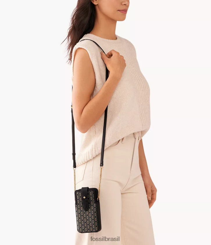 Fossil bolsa mulheres capa de telefone lainie crossbody preto 66RZLJ590