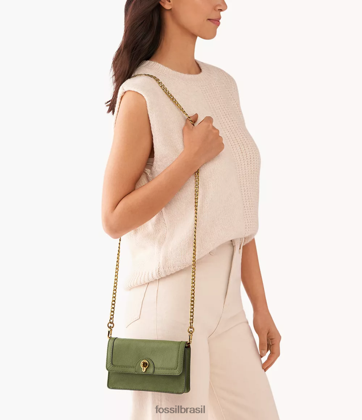 Fossil bolsa mulheres carteira ainsley com corrente e trava giratória Oliva 66RZLJ526