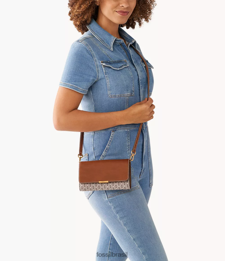 Fossil bolsa mulheres carteira jori crossbody marrom claro 66RZLJ884