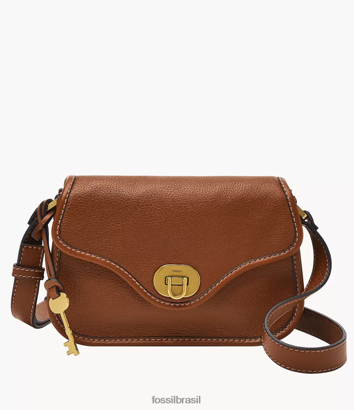 Fossil bolsa mulheres crossbody com aba mini Heritage marrom 66RZLJ285