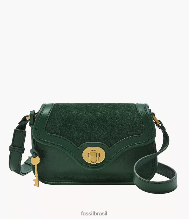 Fossil bolsa mulheres crossbody com aba pequena Heritage verde 66RZLJ702