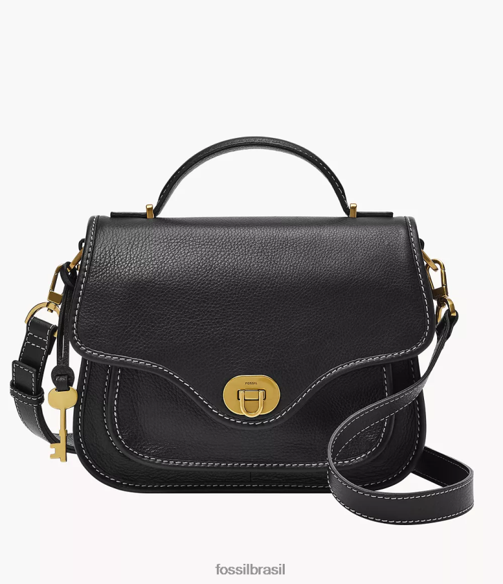 Fossil bolsa mulheres crossbody com alça superior Heritage preto 66RZLJ294