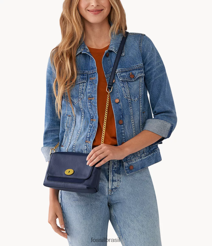 Fossil bolsa mulheres gabriella crossbody com aba pequena marinha 66RZLJ656