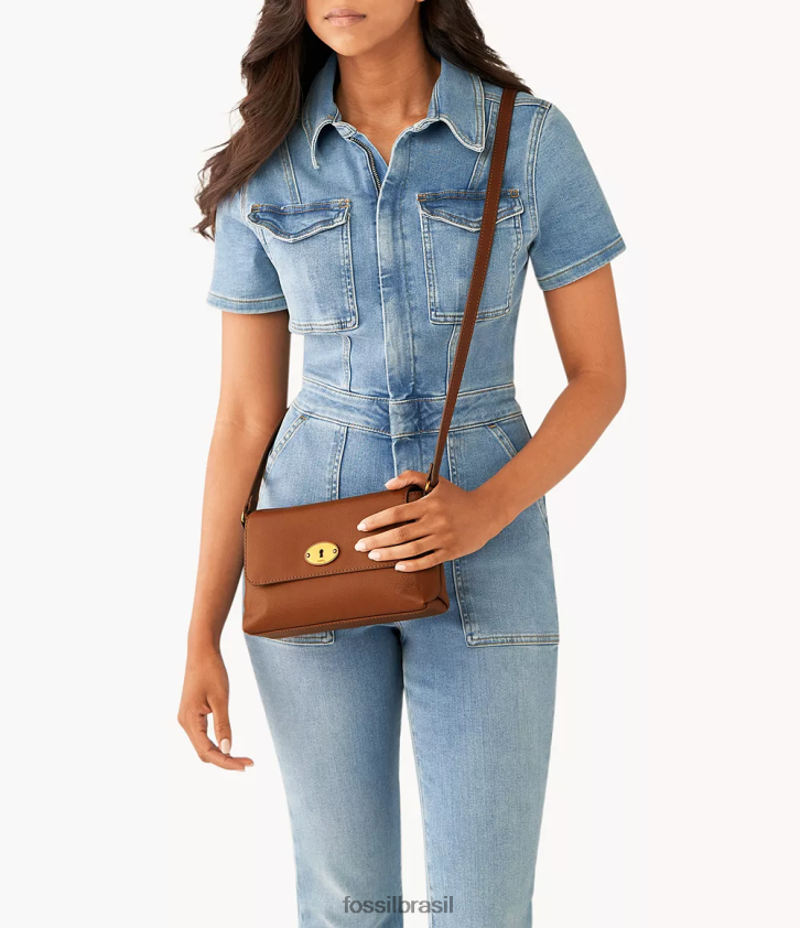 Fossil bolsa mulheres gabriella crossbody com aba pequena marrom 66RZLJ566