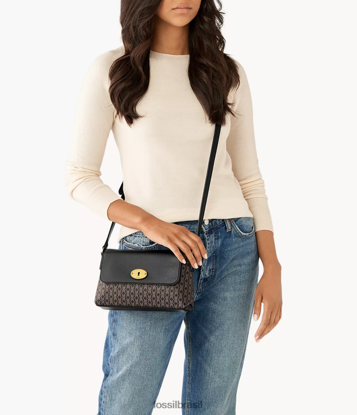 Fossil bolsa mulheres gabriella crossbody com aba pequena preto 66RZLJ638
