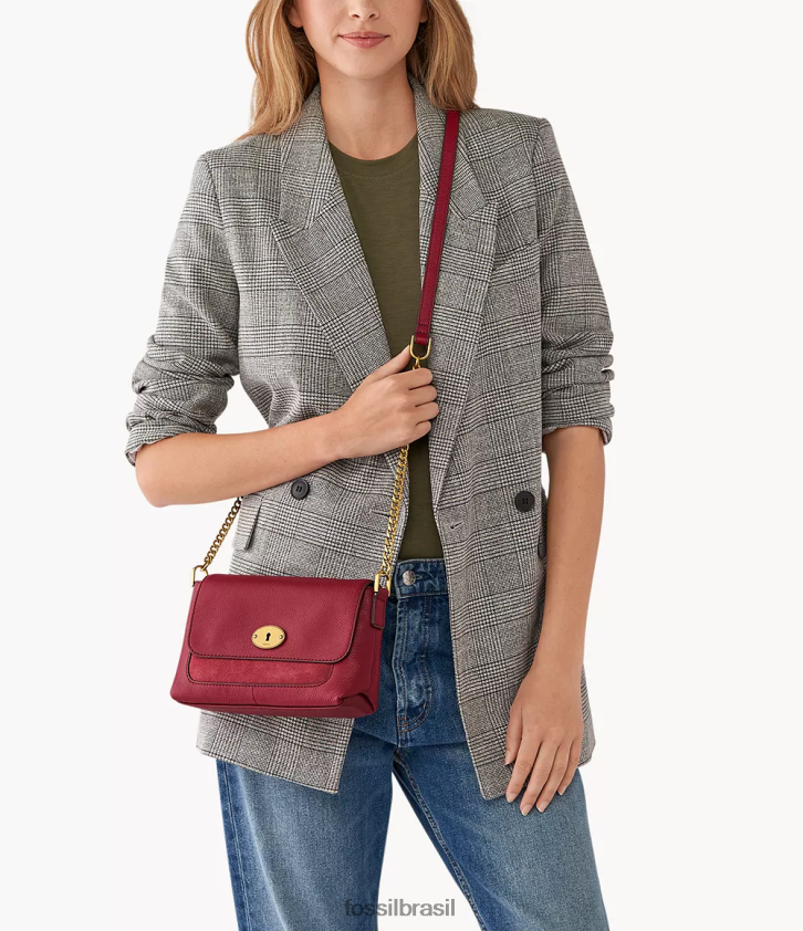 Fossil bolsa mulheres gabriella crossbody com aba pequena vermelho 66RZLJ719