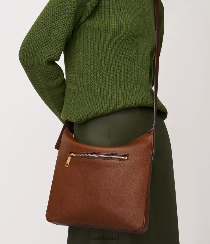 Fossil bolsa mulheres top cecília com zíper marrom 66RZLJ311
