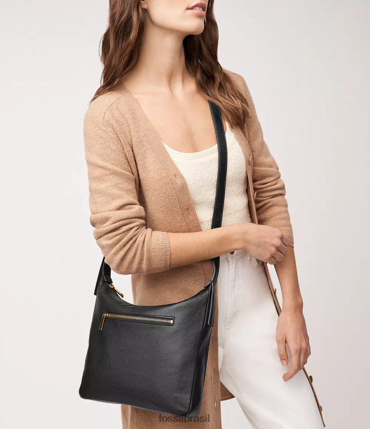 Fossil bolsa mulheres top cecília com zíper preto 66RZLJ290
