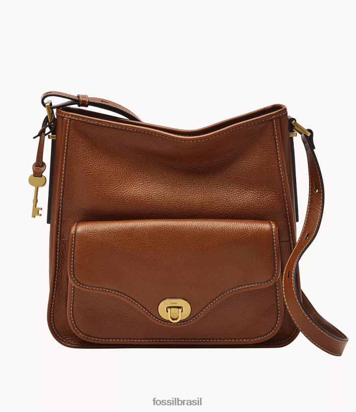 Fossil bolsa mulheres vagabundo da herança marrom 66RZLJ380