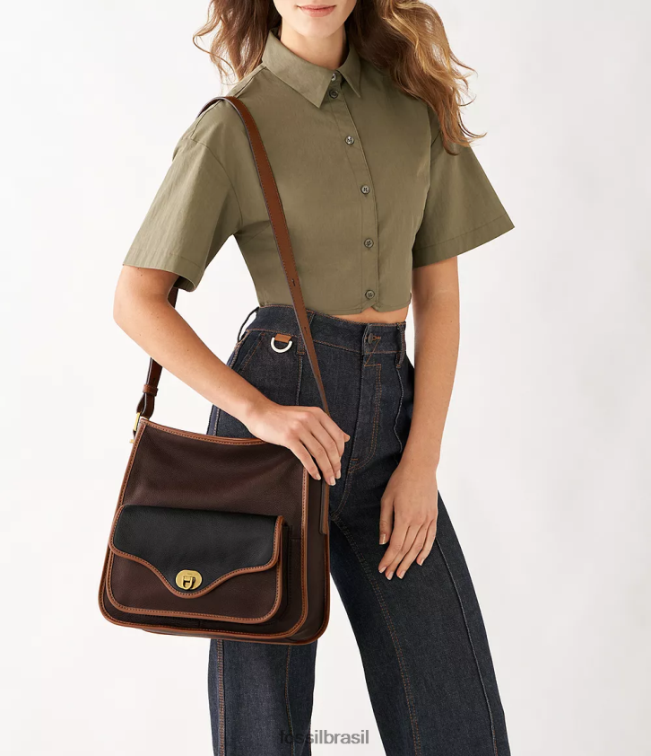 Fossil bolsa mulheres vagabundo da herança marrom escuro 66RZLJ423