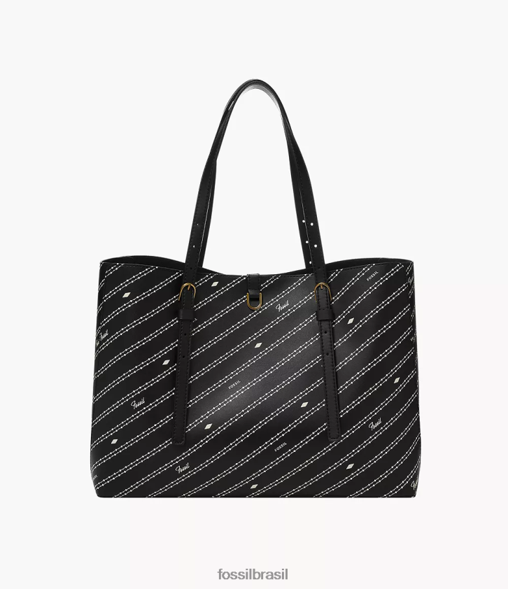 Fossil bolsa mulheres bolsa de couro de cacto kier preto/osso 66RZLJ572