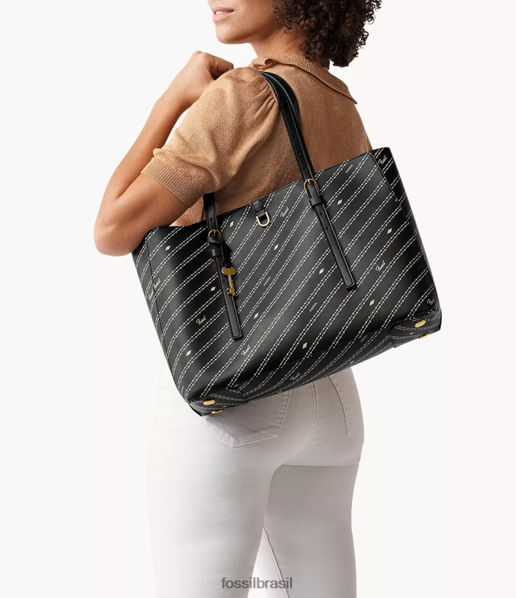 Fossil bolsa mulheres bolsa de couro de cacto kier preto/osso 66RZLJ572