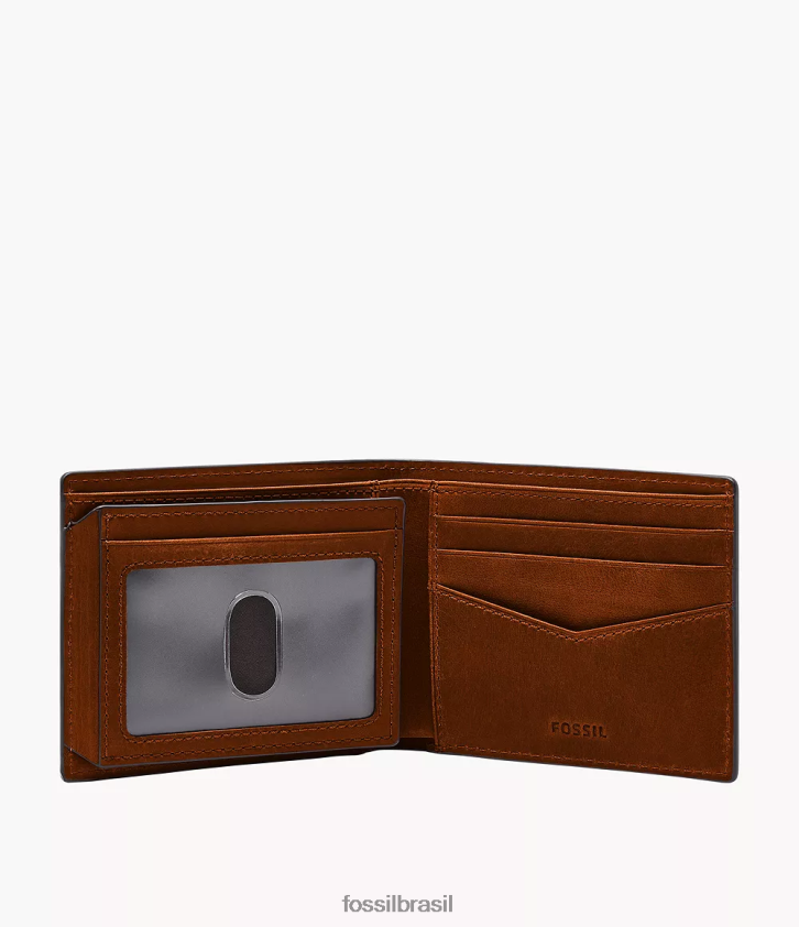 Fossil carteira homens Everett bifold com flip id marrom 66RZLJ1678