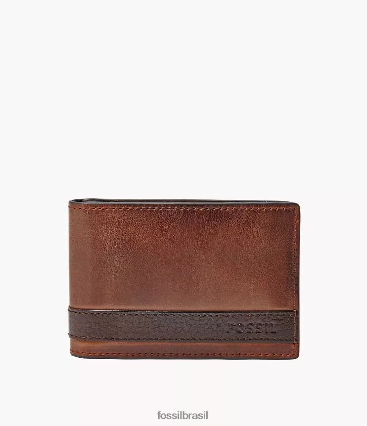 Fossil carteira homens Quinn clipe de dinheiro duplo marrom 66RZLJ1675