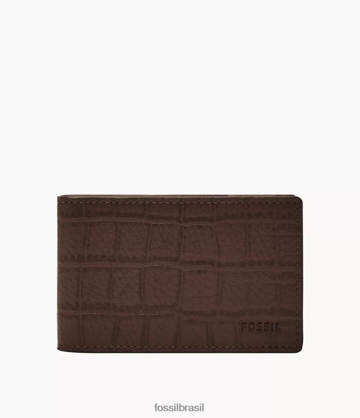 Fossil carteira homens andrew bolso frontal duplo marrom 66RZLJ1837